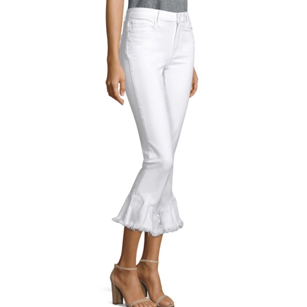 Paige Hoxton High Rise Ruffle Hem Skinny Jeans